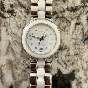 Movado Silver and White Women's Watch